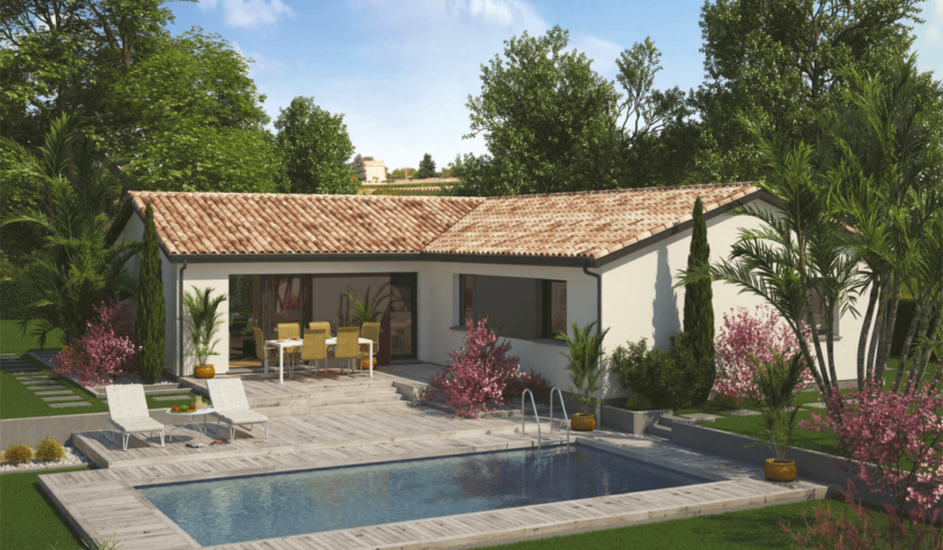 modèle maison contemporaine forme en L