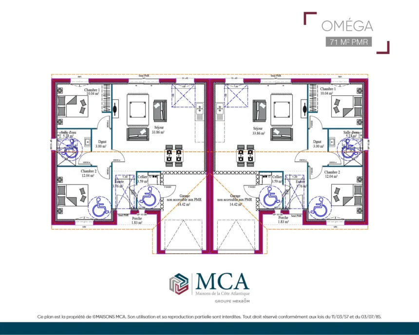 Omega – Deux maisons mitoyennes - 71 m2