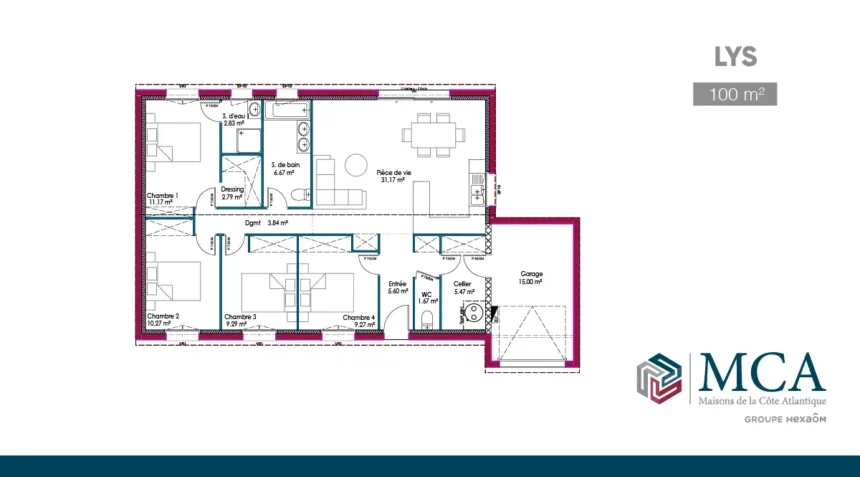 Mod le De Maison Lys 49 100 M 2 Ou 4 Chambres Maisons MCA Mod le De Maison Lys 49 100 M 2 Ou 4 Chambres Maisons MCA