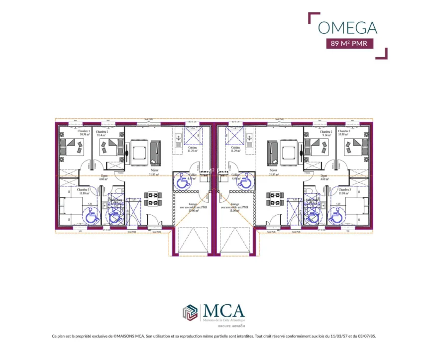 Omega – Deux maisons mitoyennes - 89 m2