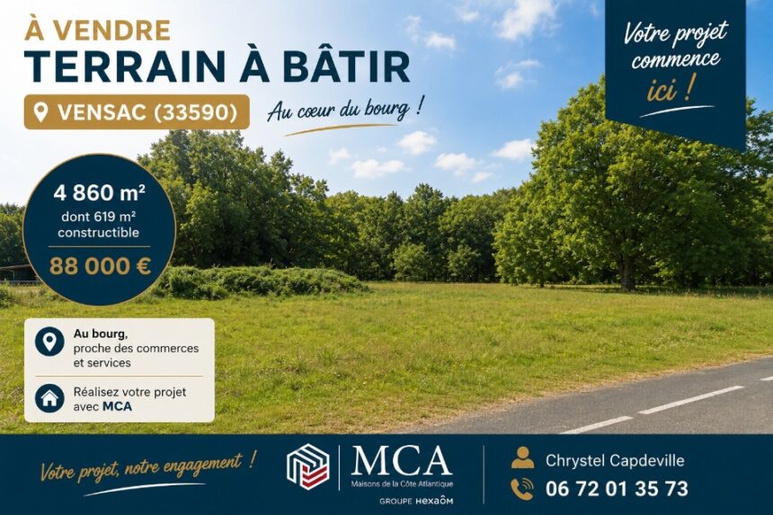 Terrain à bâtir à Vensac (33590)