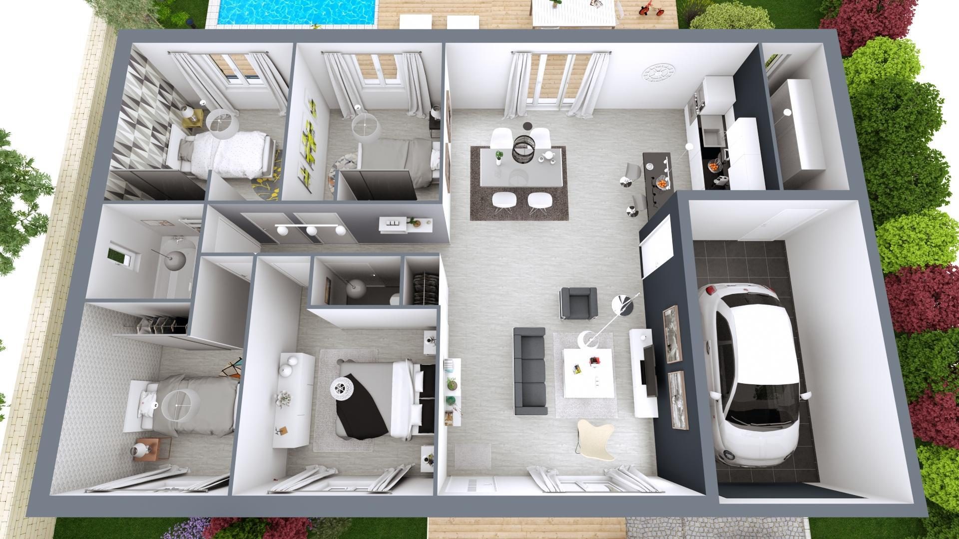 Plan 3D Littoral | 90 m²